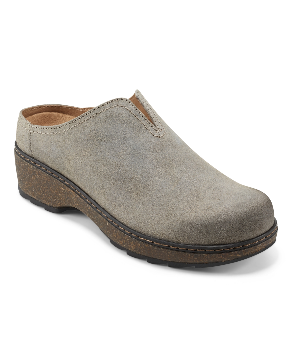 Earth Women's Kolia Round Toe Slip-on Casual Heeled Mules In Taupe Suede