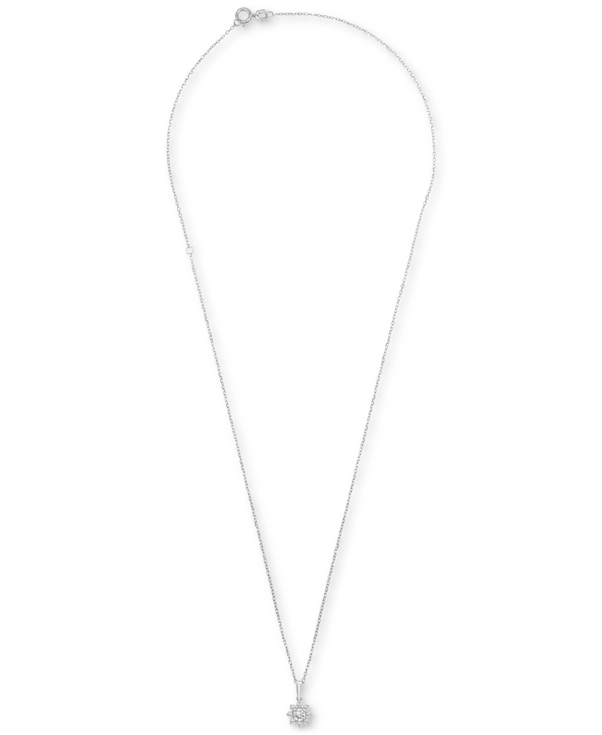 Diamond Star Flower Pendant Necklace (1/3 ct. t.w.) in 14k Gold, + extender