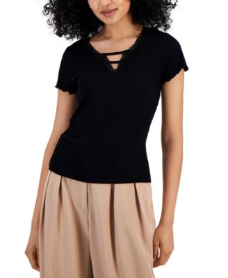 Hippie Rose - Juniors' Bar-Front V-Neck Baby T-Shirt