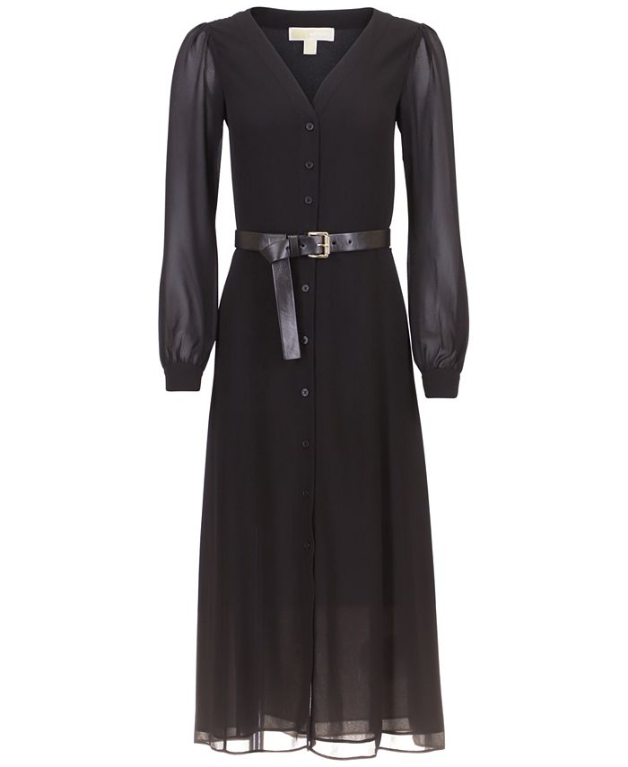 Michael Kors Women's Kate Belted Button-Down Midi Dress, Regular ...