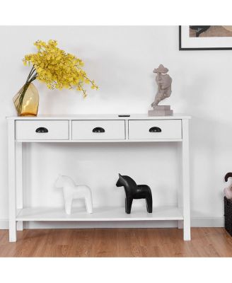 47" Console Table Hall Table Side Desk Accent Table Drawers Shelf Entryway