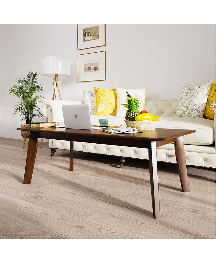 Costway Coffee Table Rectangular Modern Coffee Table Wooden W/Rubber