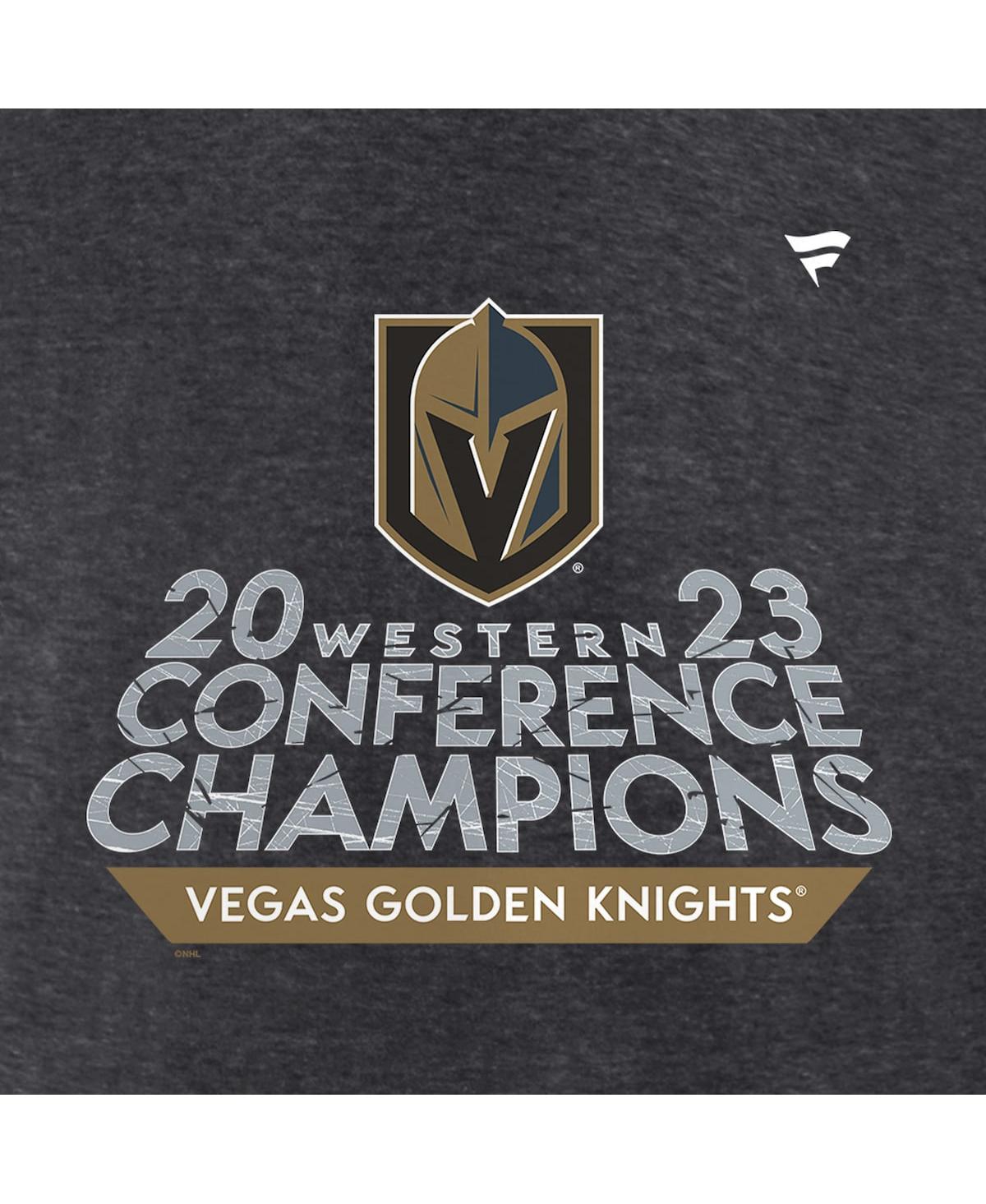 Men's FanaticsVegas Golden Knights 2023 Western Conference Champions Locker Room Pullover Hoodie - Heather Charcoal