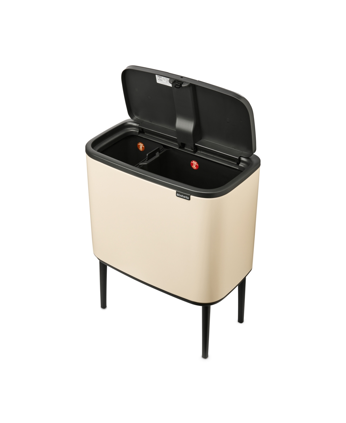 Shop Brabantia Bo Touch Top Dual Compartment Trash Can, 3 Plus 6 Gallon, 11 Plus 23 Liter In Soft Beige