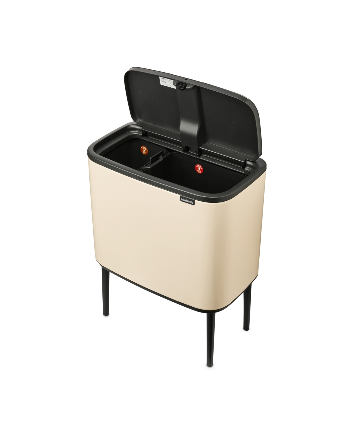 Brabantia Bo Touch Top Dual Compartment Trash Can, 3 Plus 6 Gallon, 11 Plus 23 Liter In Soft Beige