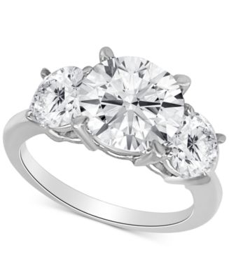 Badgley Mischka Certified Lab Grown Diamond Three Stone Engagement Ring (4  ct. t.w.) in 14k Gold - Macy's