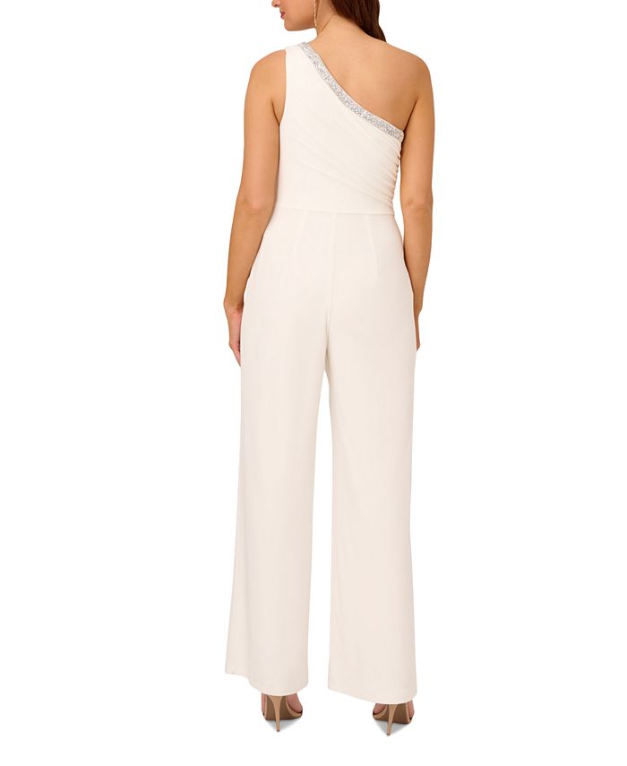 Adrianna Papell Women's Beaded One-Shoulder Jumpsuit - Macy's