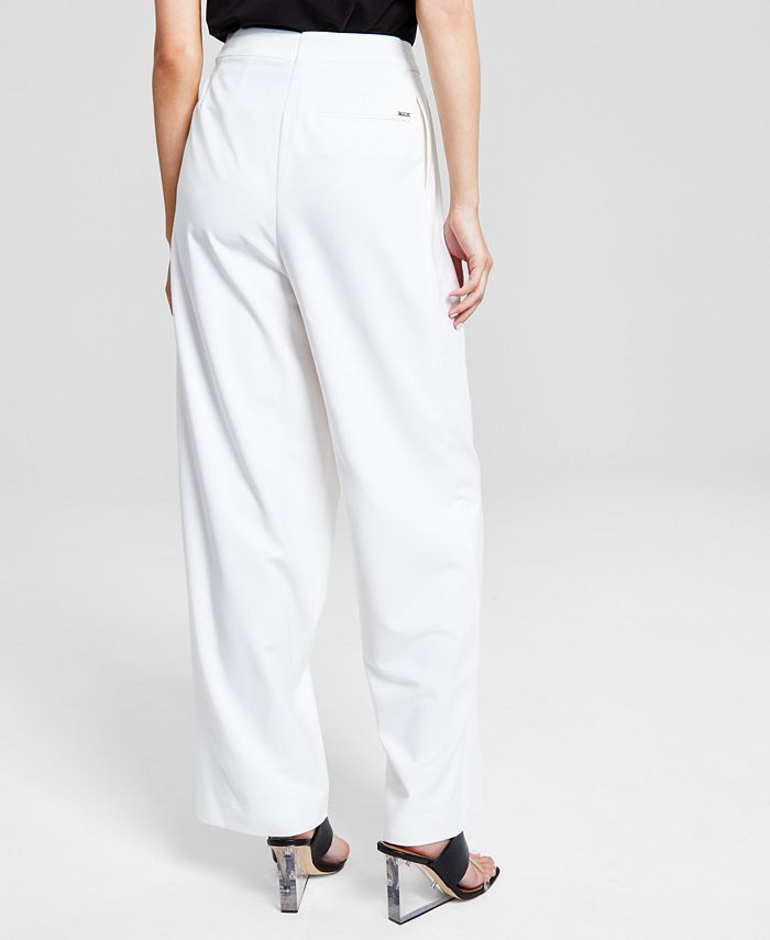 DKNY Women's Straight-Leg Pleated High Rise Asymmetrical Pants - Macy's
