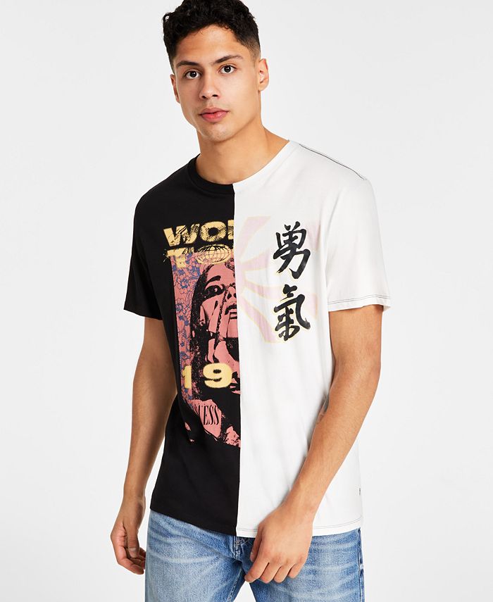 GUESS Men's Cotton Short-Sleeve Split World T-Shirt - Macy's