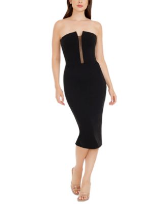 Dress the Population - Women's Erica Strapless Plunge-Neck Bodycon Midi Dress