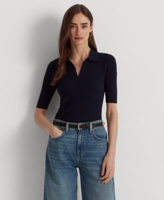 Lauren Ralph Lauren Women's Rib-Knit Polo Sweater - Macy's