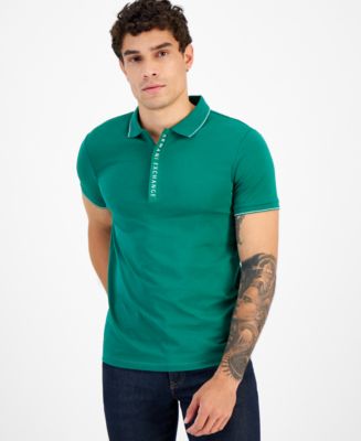 A|X Armani Exchange Men's Zip Logo Placket Polo Shirt - Macy's
