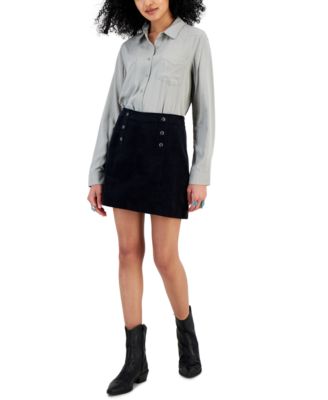 Hippie Rose - Juniors' Long-Sleeve Shirt & Corduroy Mini Skirt