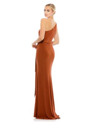 Women's Ieena Jersey One Shoulder Belted Trumpet Gown