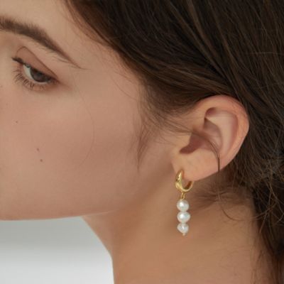 Gold Plated Freshwater Pearl Mismatched Drop Earrings