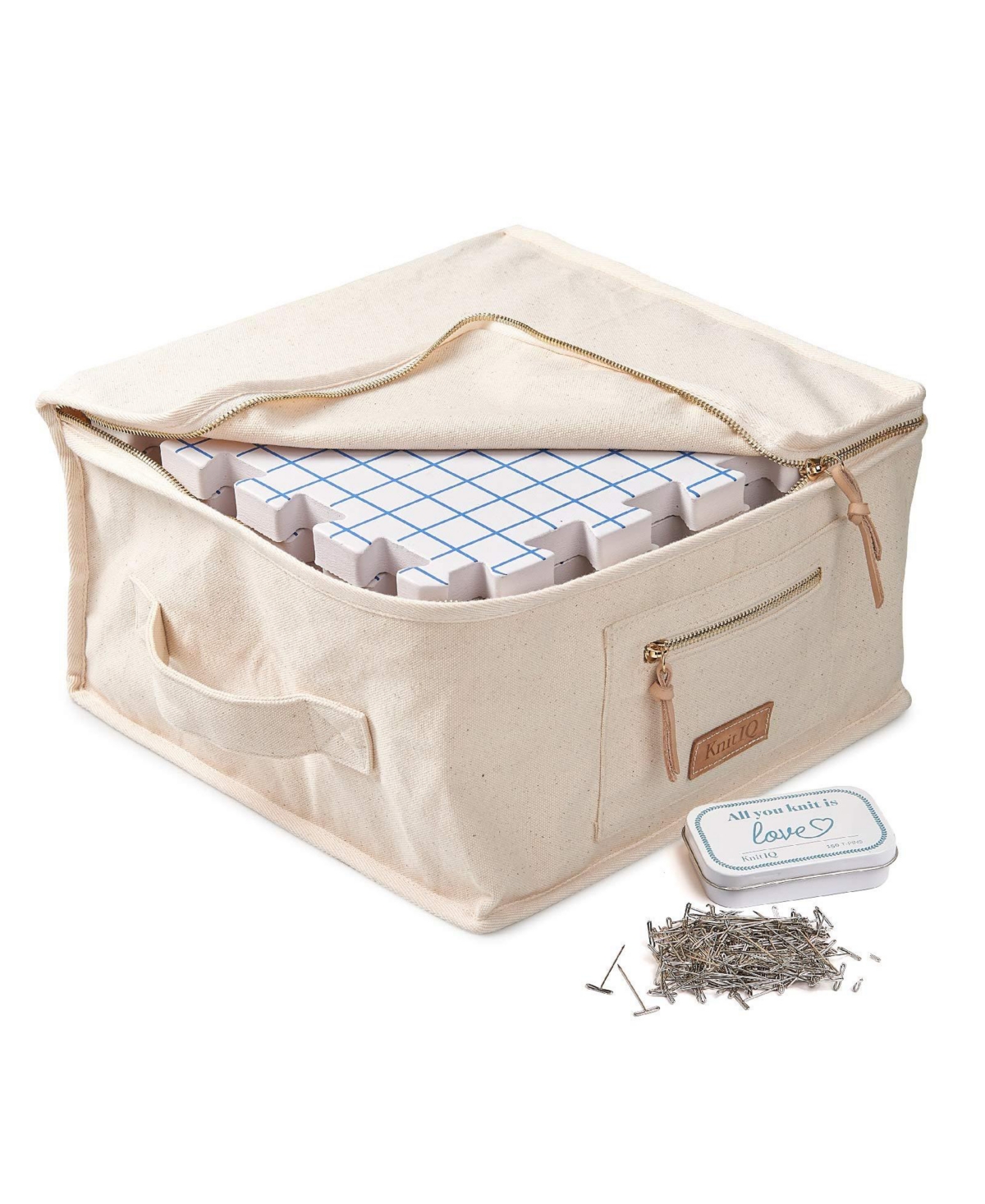 KnitIQ Blocking Mats for Knitting Premium Crochet Set  Extra Thick Blocking Boards with Gridlines, Quality Storage Bag  Pack of 13 - Premium mat