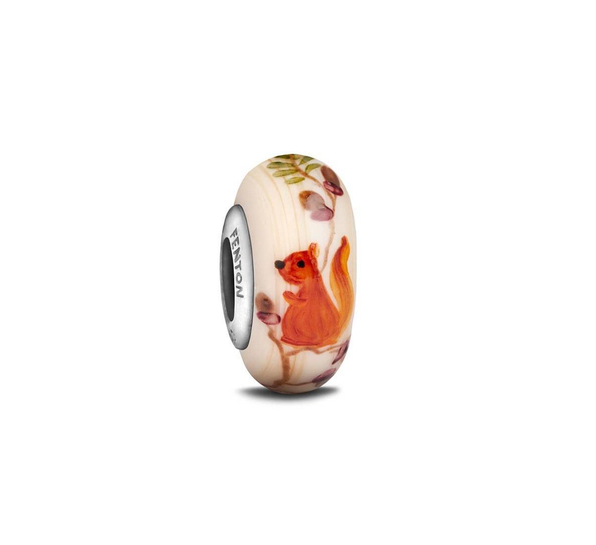 "Scamper" Hand Decorated Glass Bead - Light/pastel brown