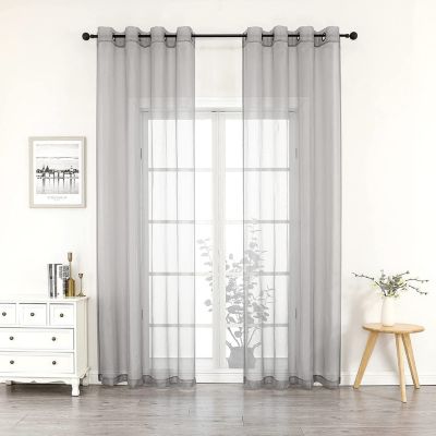 Montauk Accents 2 Piece Grommet Top Summery Sheer Voile Window Curtain Panels For Extra Long & Taller Windows