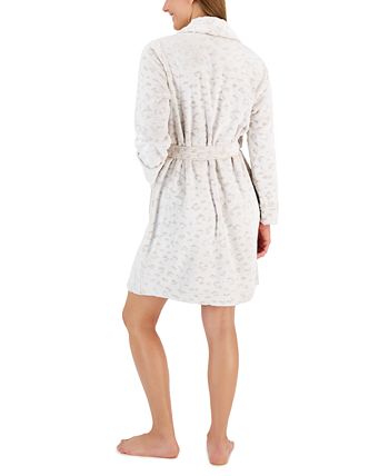 Macy's Charter Club Plush Velour Ribbed Dressing Gown Ivory
