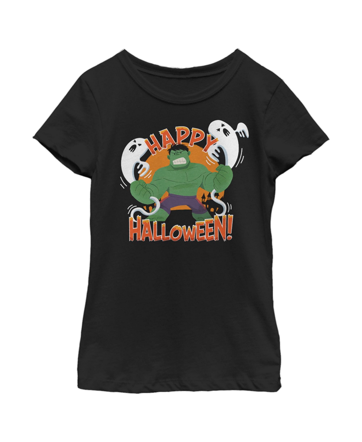 Marvel Girl's  The Hulk Happy Halloween Child T-shirt In Black