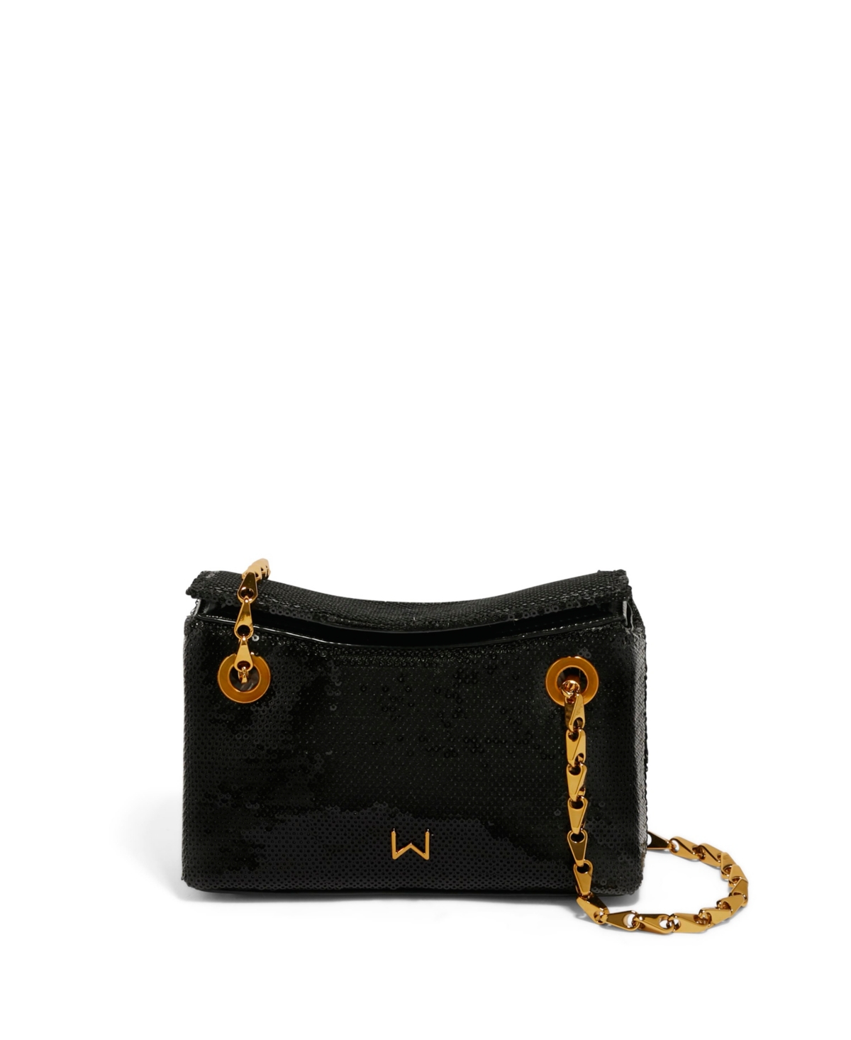H.o.w We Are Marvelous Small Double Chain Crossbody Bag - Gold sequin