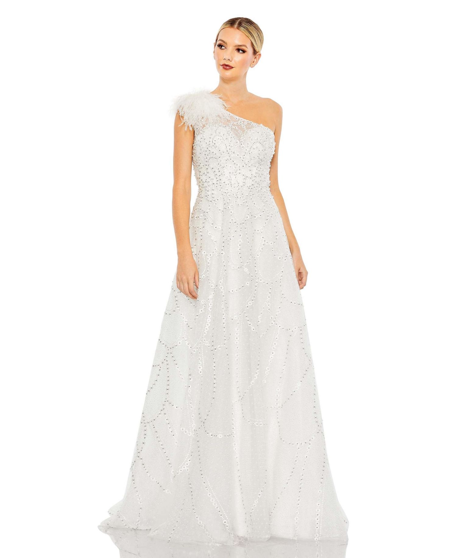 Women's Embellished One Shoulder A Line Gown
