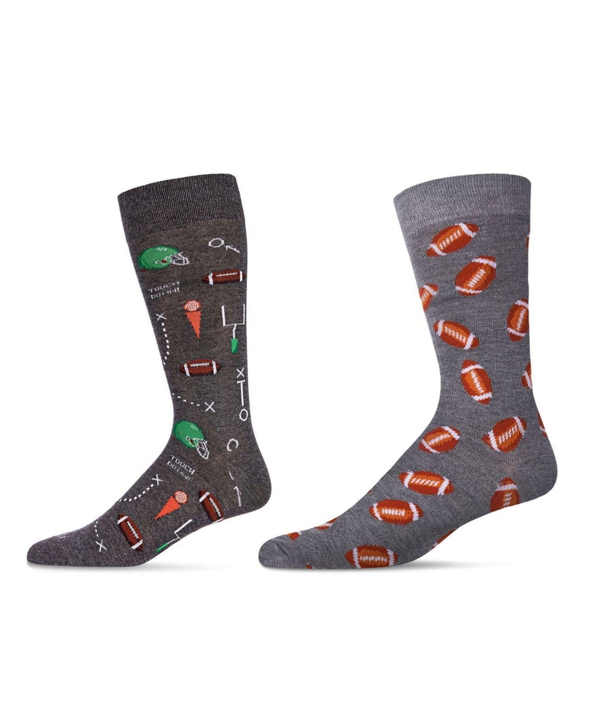 Memoi Men's Crew Sports Assortment Socks, Pair Of 2 In Charcoal-med Gray