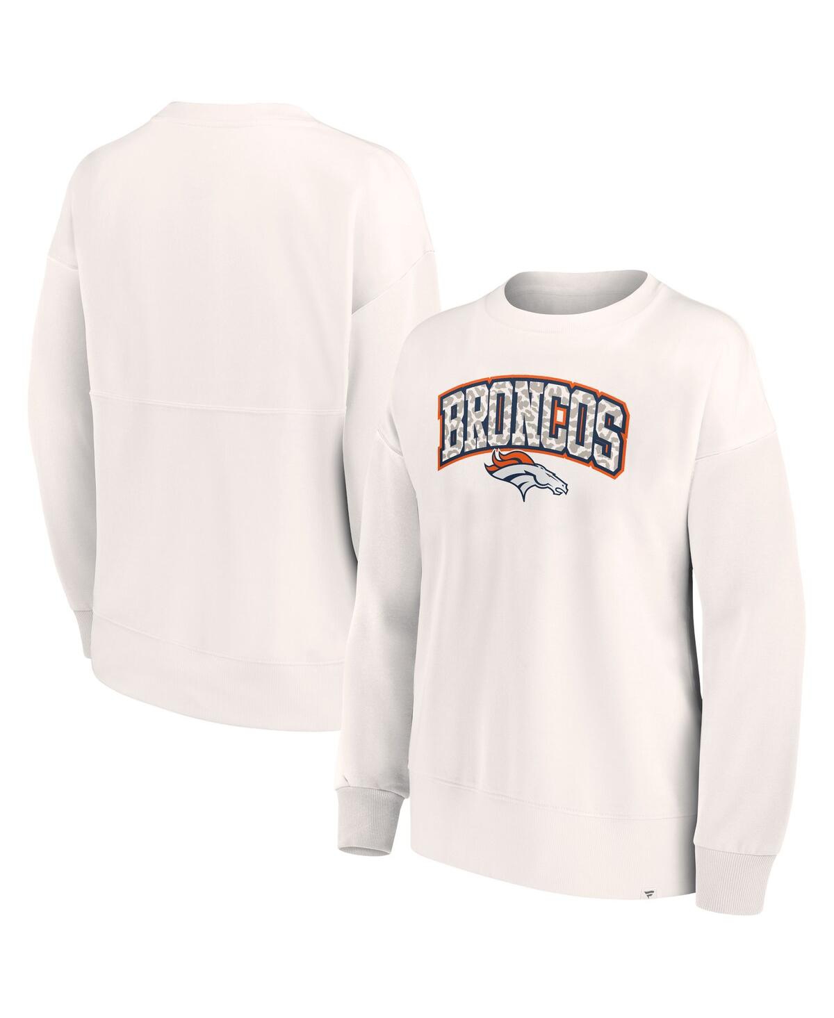 Fanatics Women's  White Denver Broncos Leopard Team Pullover Sweatshirt