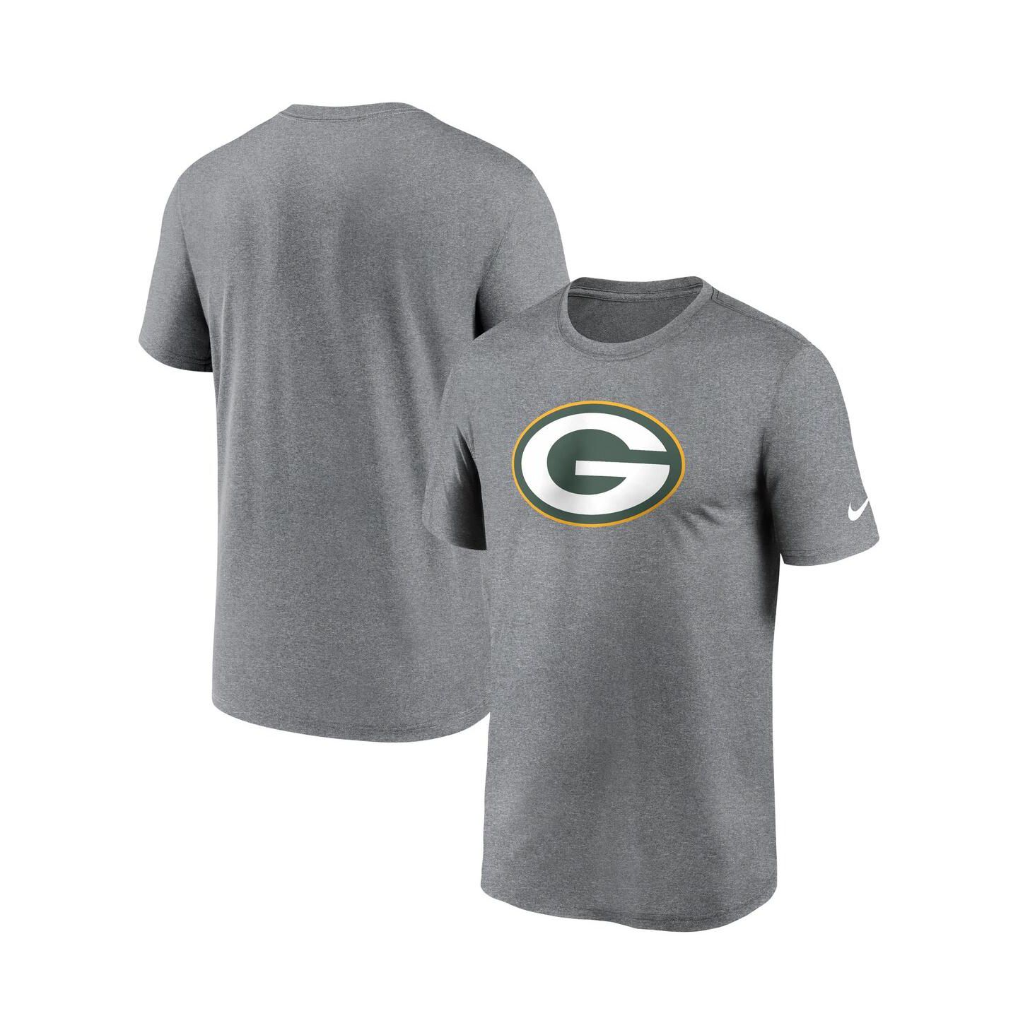 Мужская футболка Nike Heather Charcoal Green Bay Packers Legend Logo Performance — фото 1
