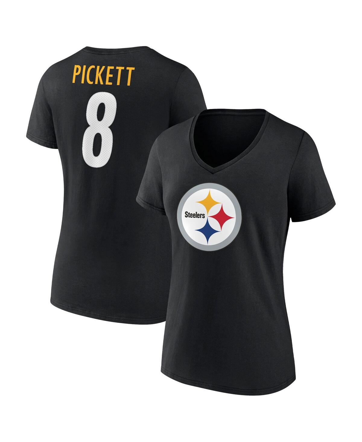 Women's Fanatics Kenny PickettPittsburgh Steelers Player Icon Name and Number V-Neck T-shirt - Black