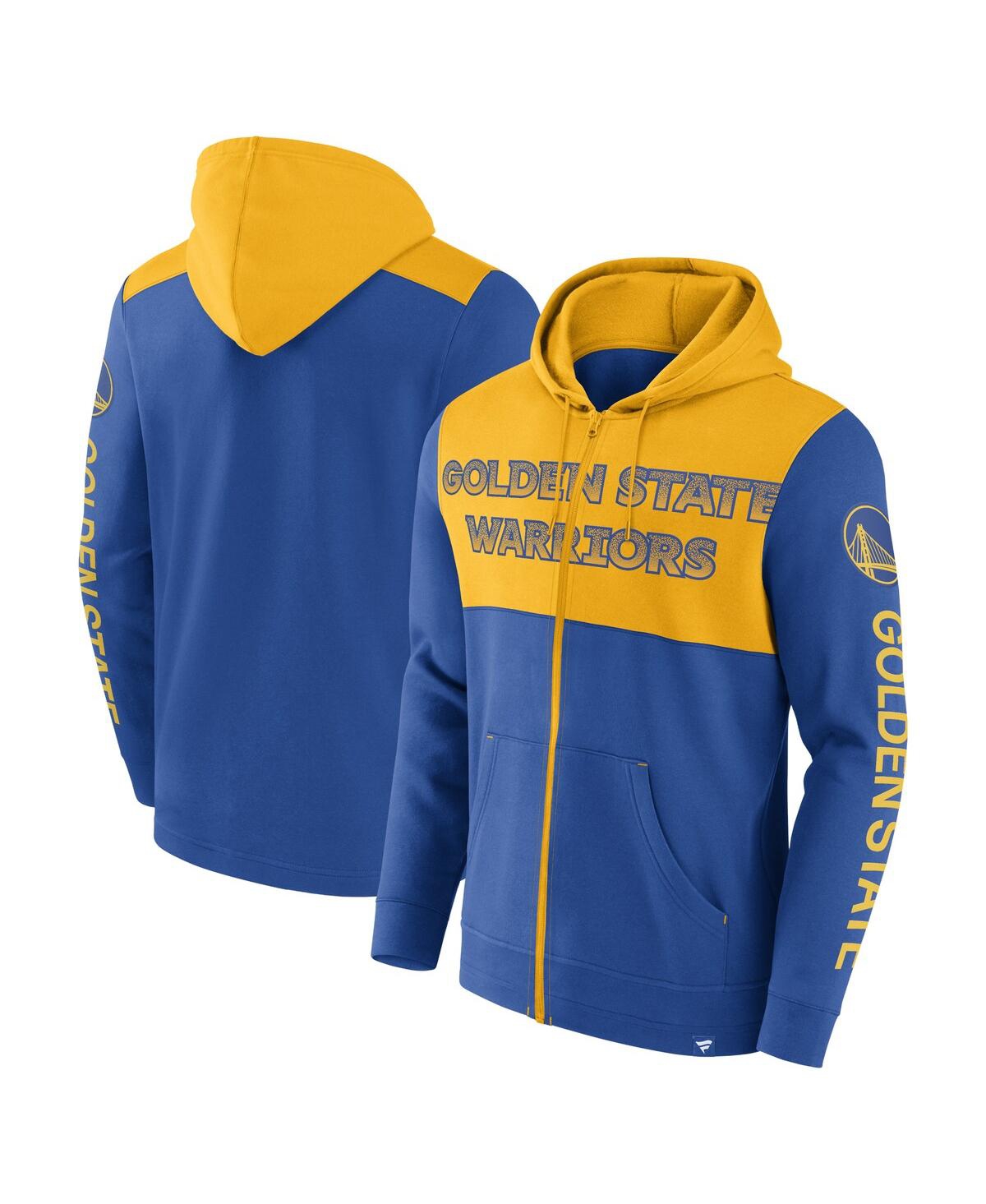 Shop Fanatics Men's  Royal, Gold Golden State Warriors Skyhook Colorblock Full-zip Hoodie In Royal,gold