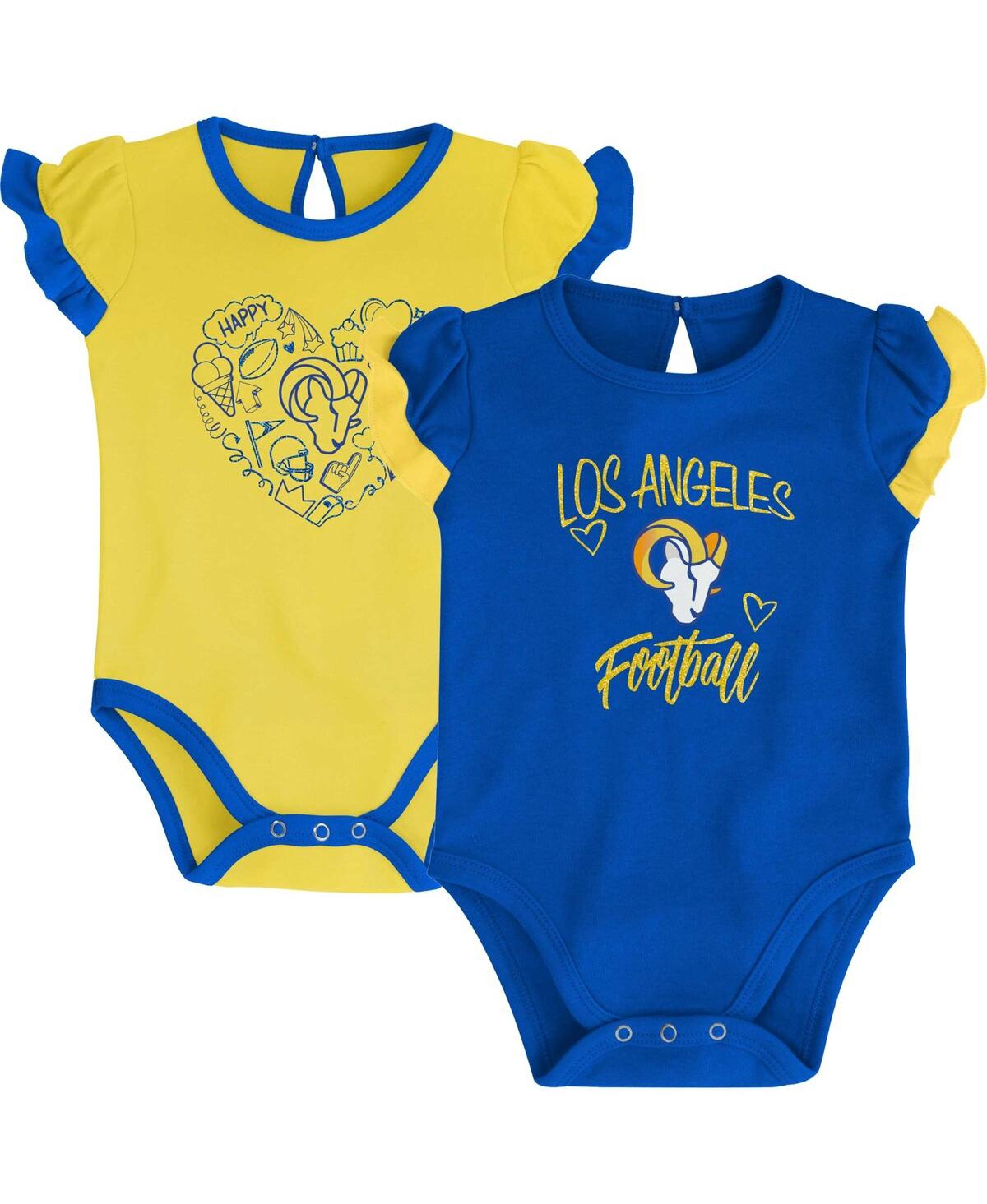 Outerstuff Newborn And Infant Boys And Girls Royal, Gold Los Angeles Rams Too Much Love Two-piece Bodysuit Set In Royal,gold