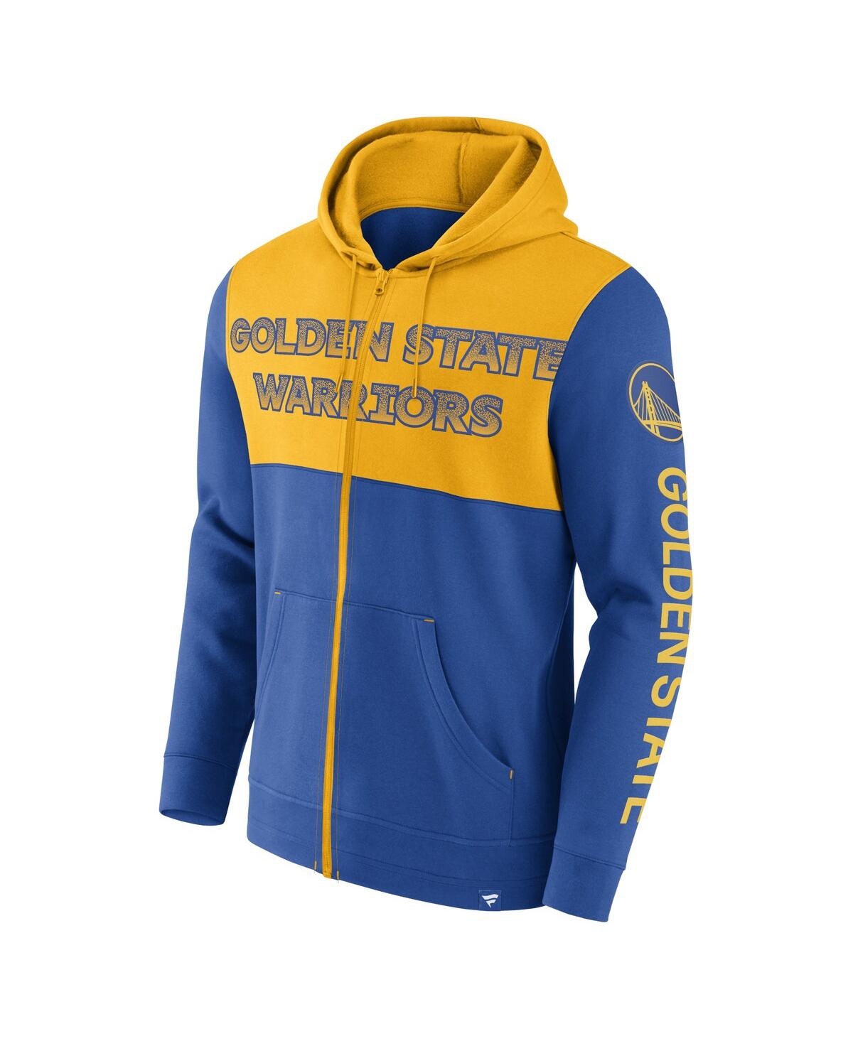 Shop Fanatics Men's  Royal, Gold Golden State Warriors Skyhook Colorblock Full-zip Hoodie In Royal,gold