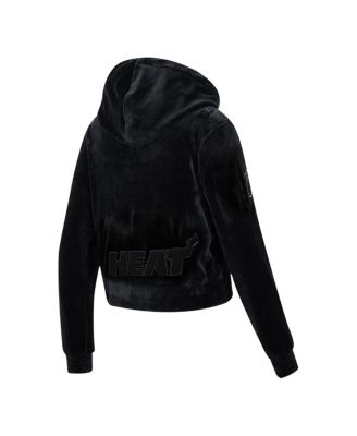 Women's Miami Heat Triple Black Velour Full-Zip Hoodie