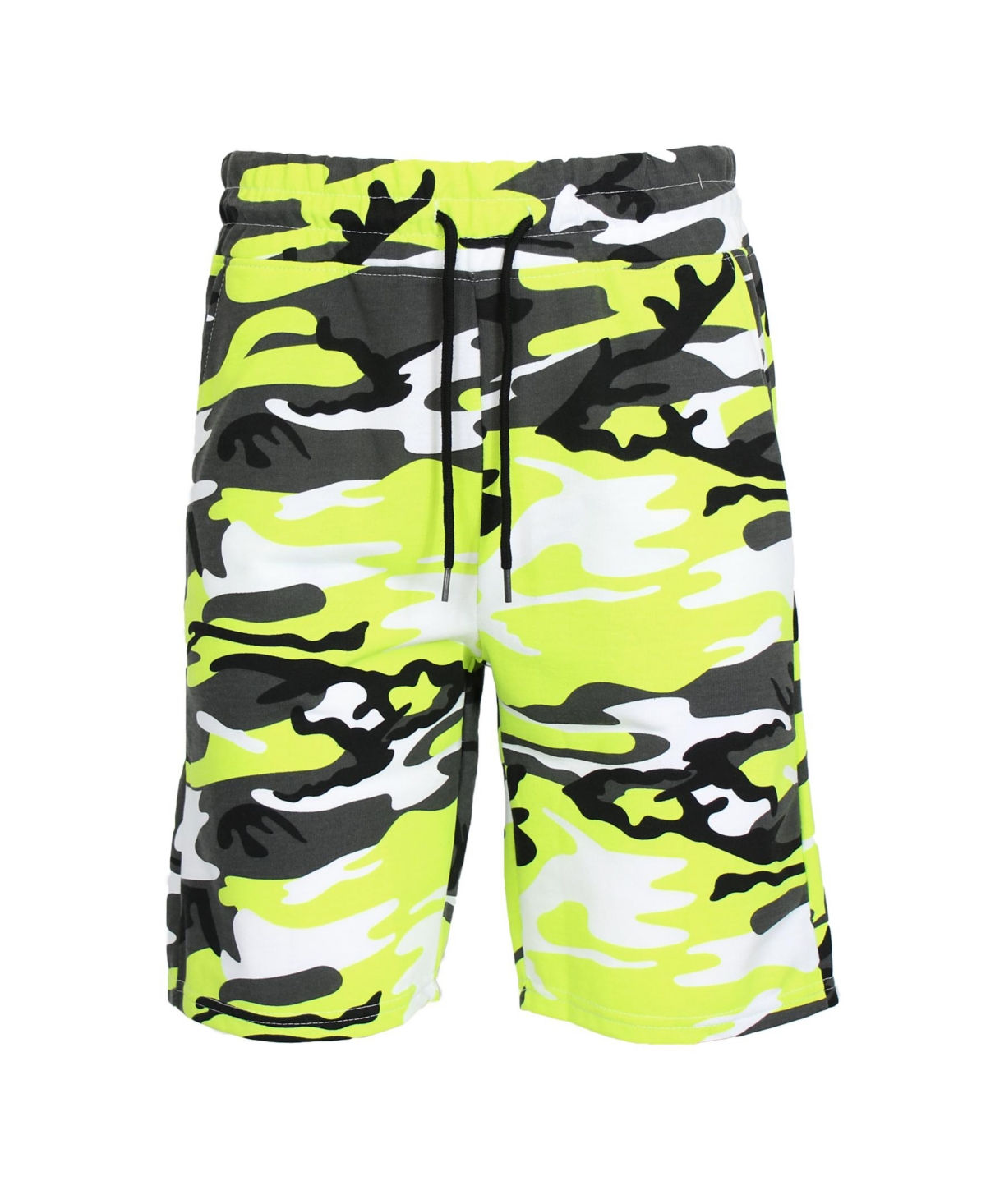 Galaxy By Harvic Men's Camo Printed French Terry Shorts In Neon Green Camo