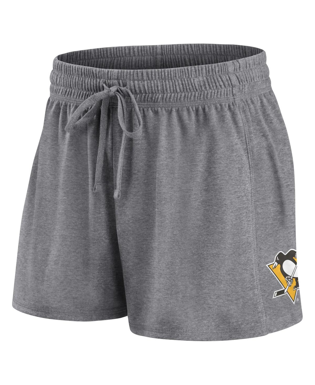Fanatics Women's  Black, Gray Pittsburgh Penguins Script T-shirt And Shorts Set In Black,gray