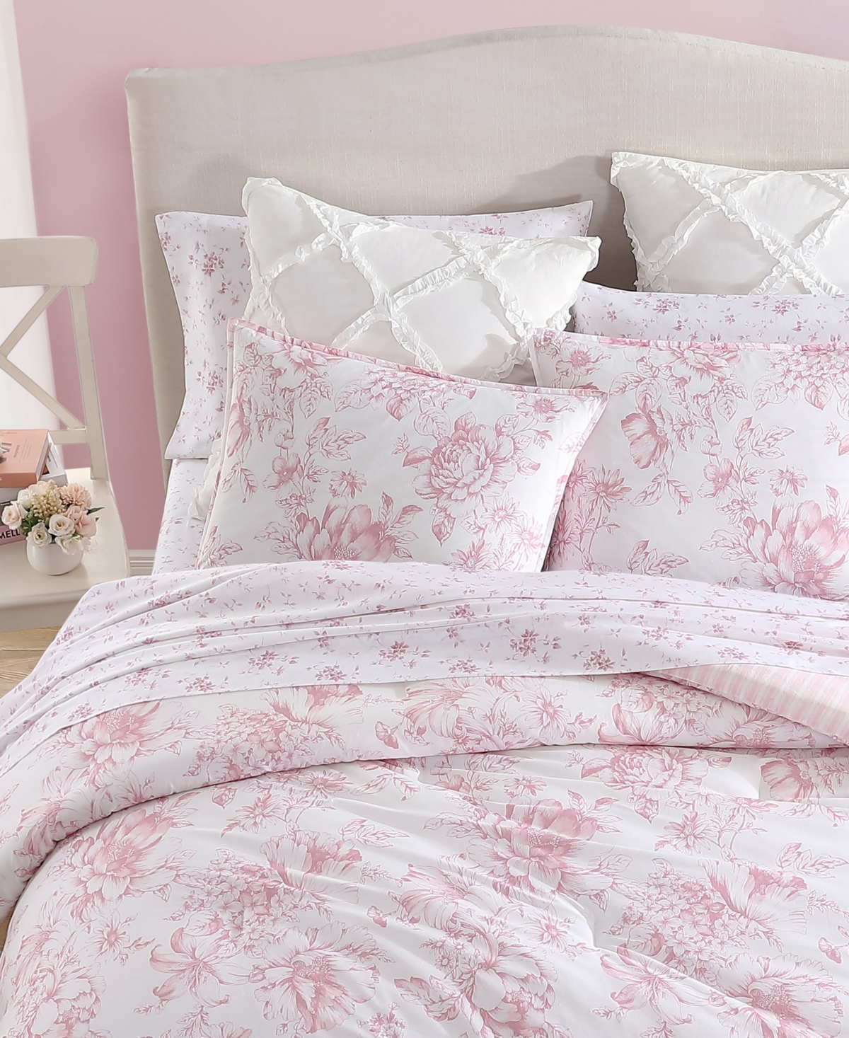 Laura Ashley Delphine Cotton Reversible 2 Piece Comforter Set