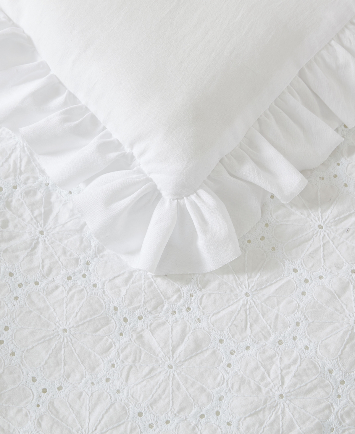 Laura Ashley Eyelet Ruffle Microfiber 2 Piece Comforter Set
