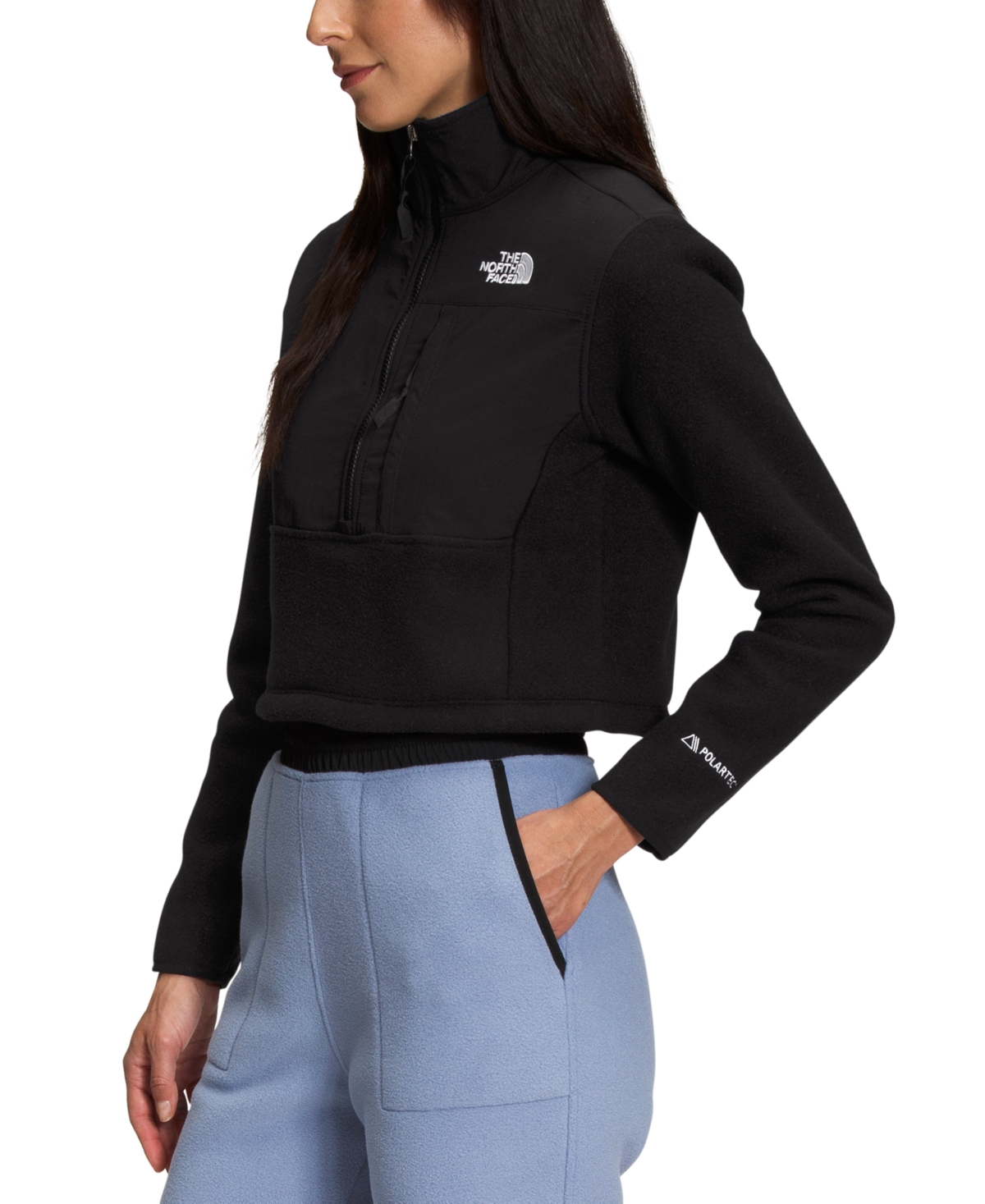 Shop The North Face Women's Denali Cropped Fleece Jacket In Tnf Black