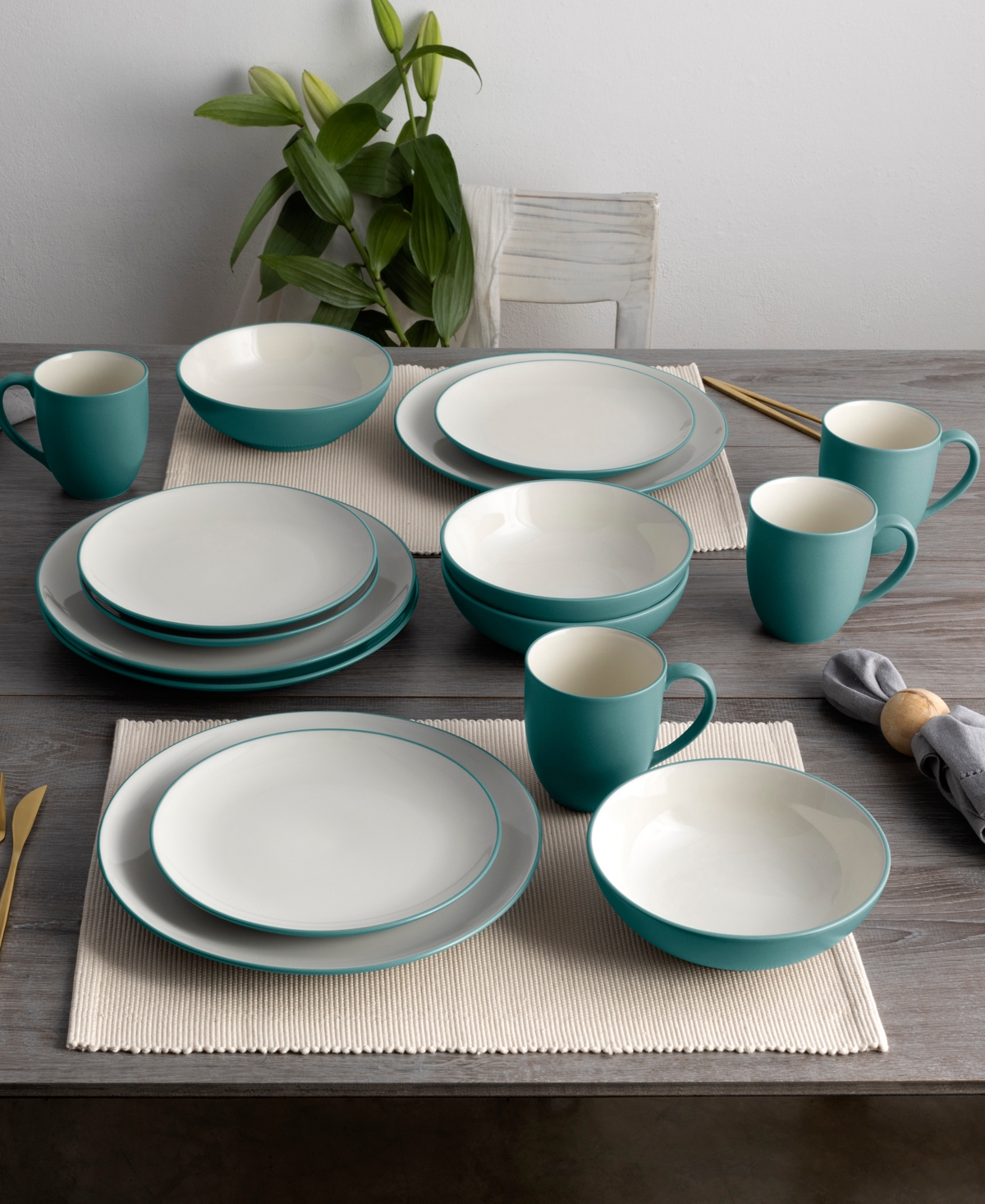 NORITAKE COLORWAVE COUPE 16 PC. DINNERWARE SET, SERVICE FOR 4 