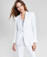 Anne Klein Women's Tweed Open-Front Braided-Trim Blazer - Macy's