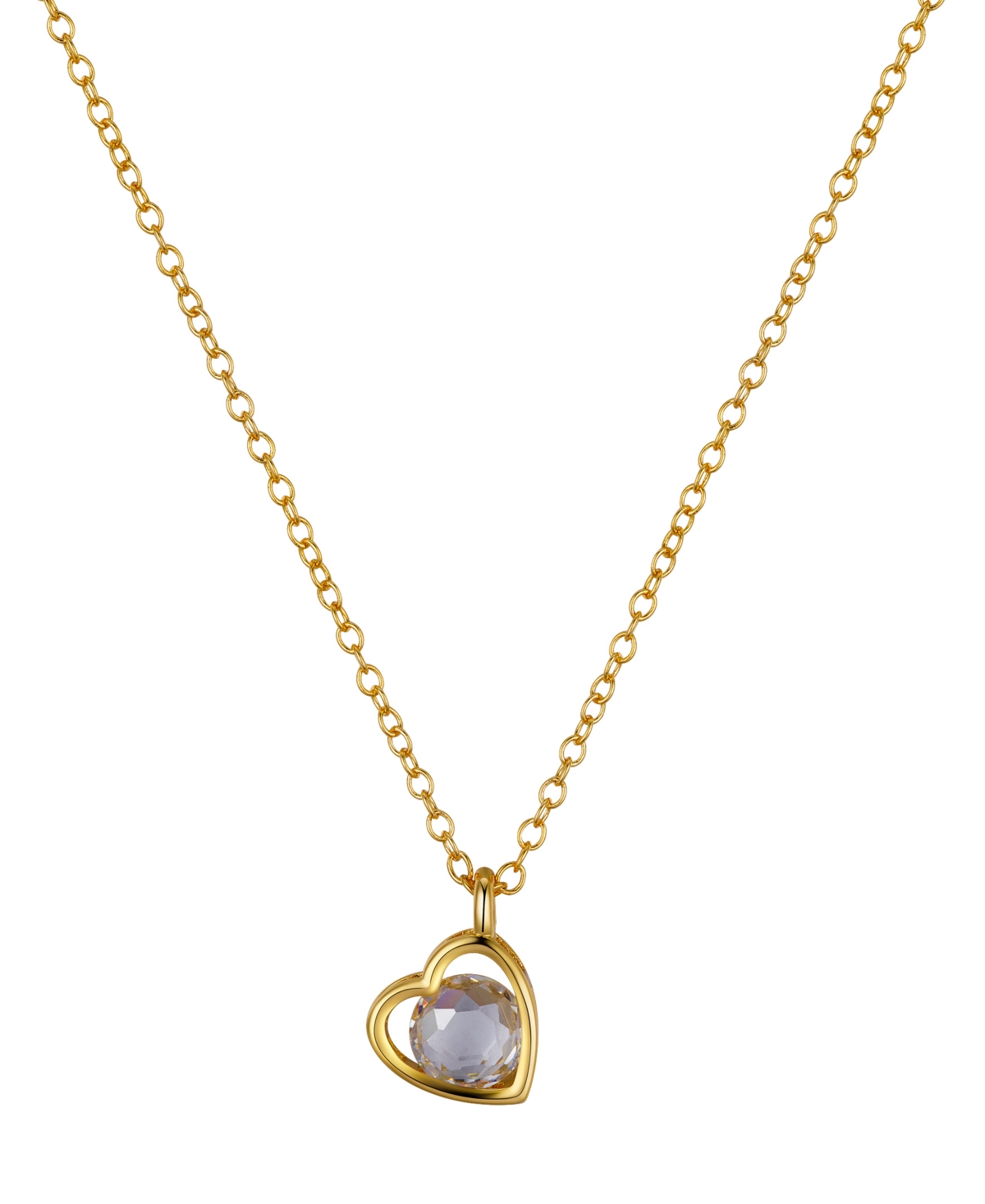 Unwritten Cubic Zirconia 14k Gold Flash Plated Brass Heart Design Pendant Necklace