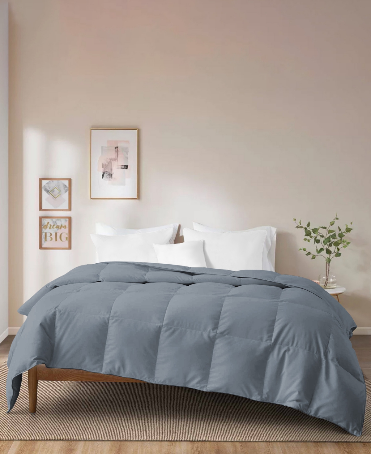 Unikome Light Warmth Ultra Soft Down Feather Fiber Comforter, Full/queen In Dark Gray