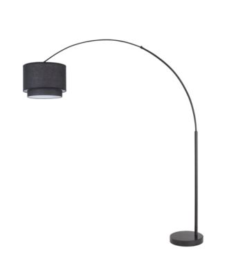 Modern 81" Tall Standing Adjustable Arched Floor Lamp with Double Drum Shade and Marble Base