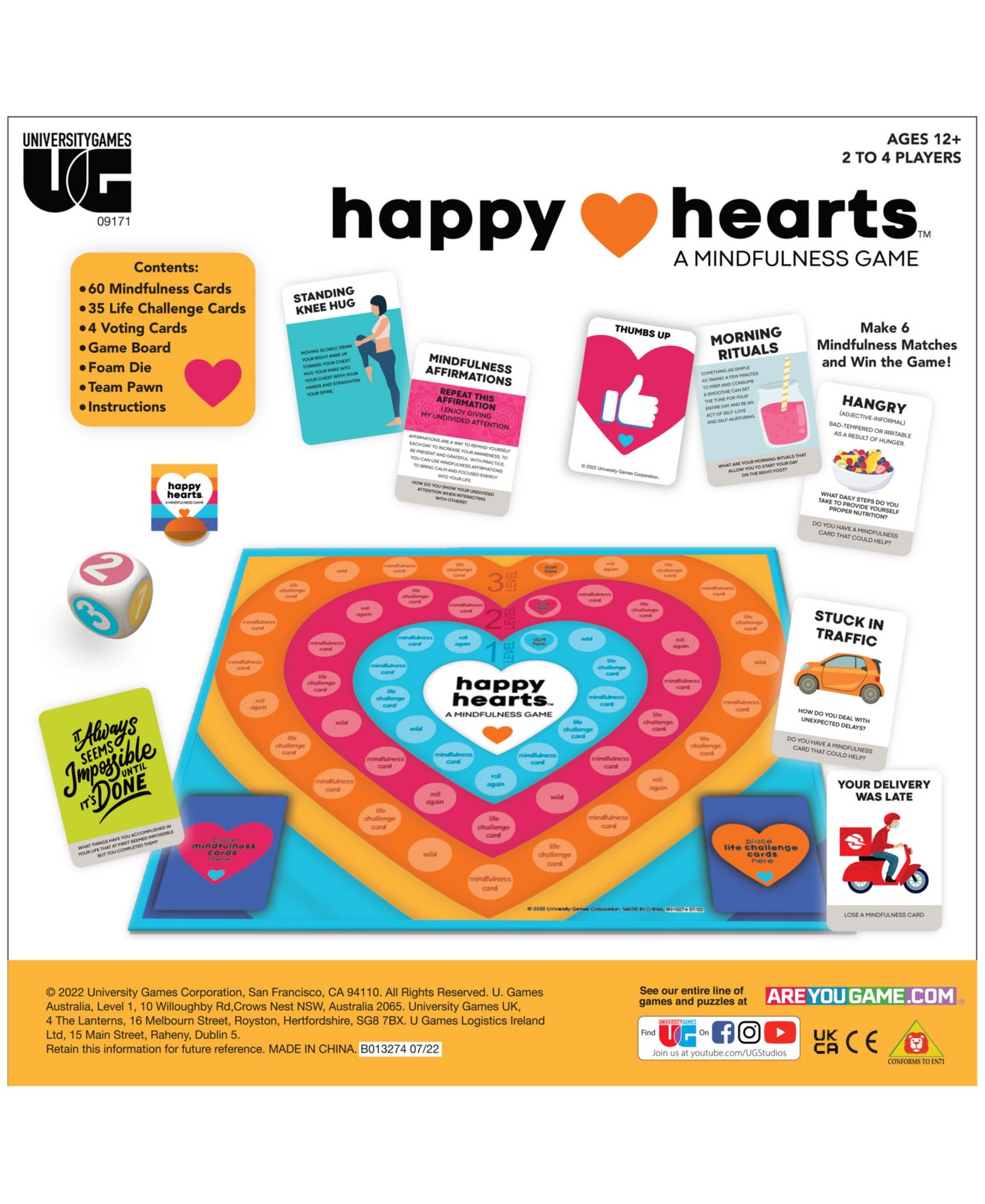 Детская настольная игра University Games Happy Hearts Board Game, Ages 12+ — фото 3