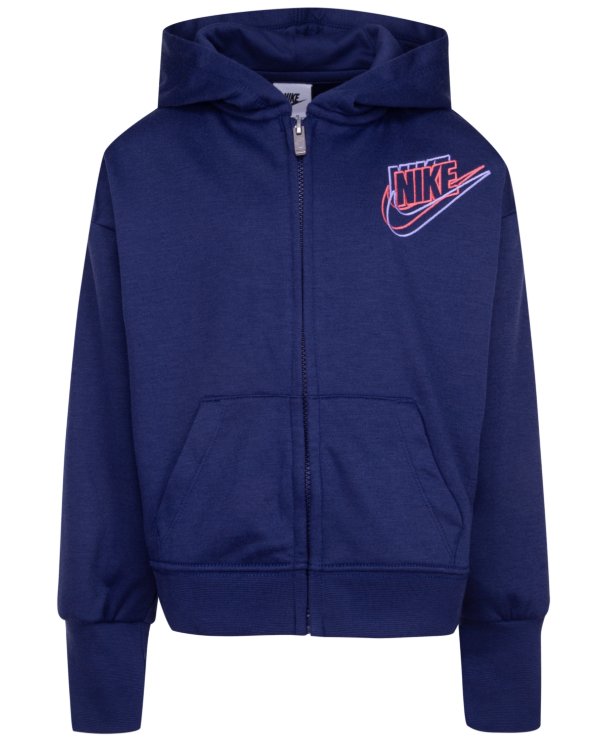 Nike Little Girls Full-zip Hoodie Sweatshirt In Midnight Navy