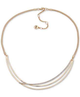 DKNY - Gold-Tone Pav&eacute; Bar Statement Necklace, 16" + 3" extender