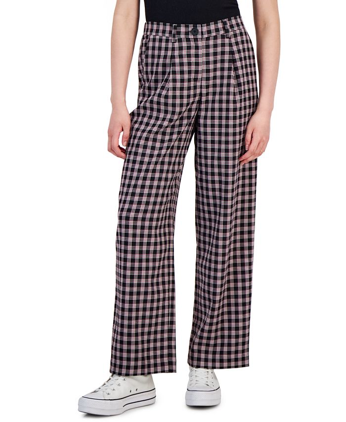 Hippie Rose Juniors' Patterned Pleated-Waist Trouser Pants - Macy's