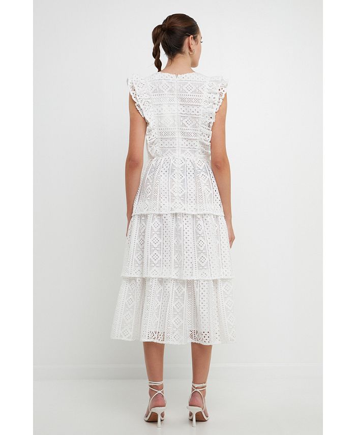 endless rose Women's Lace Tiered Midi Dress Macy's