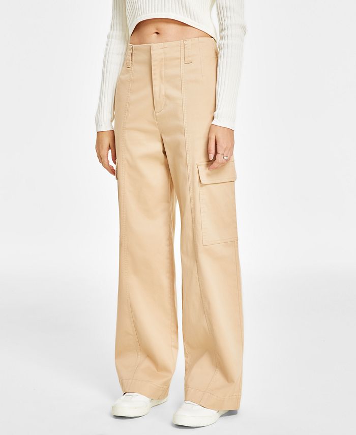 Calvin Klein Jeans Women\'s Super-High-Waist Wide-Leg Macy\'s Pants Cargo 